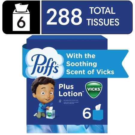 Puffs Plus Lotion Facial Tissue with the Scent of Vicks , 6 Count