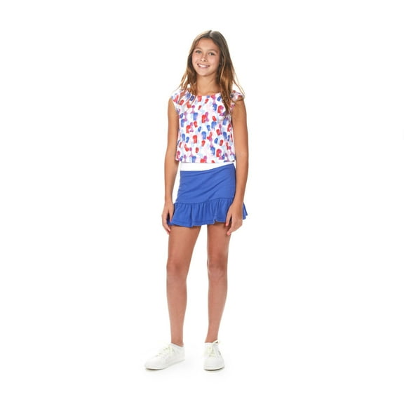 Street Tennis Club Girls Tennnis & Golf Tank and Skirt and Built in Shorts with Brush Stroke Pattern - Size S/6