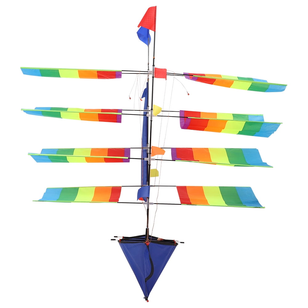 Flying Kite, Polyester Bright Colors Sailboats Stereo Kites Portable Pattern Image 500 Meters for Outdoor