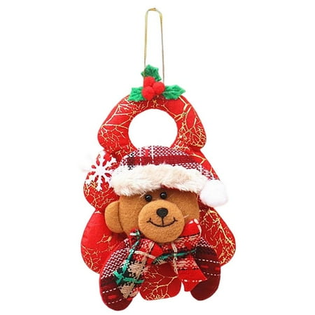 

Plush Hanging Doll for Christmas | Tree Hanging Decor with Santa Snowman Elk Bear | Plush Ornaments Holiday Party Pendant for Living Room