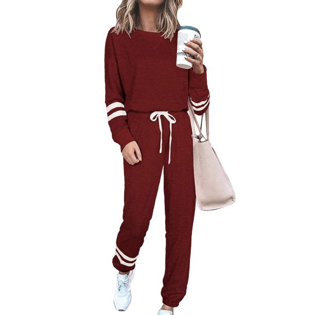 Conjunto Deportivo PRETTYGARDEN a Rayas Vino Tinto XL