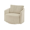 thumbnail image 3 of Weston Home Killarney Oversized Wale Corduroy Swivel Accent Chair with Furry Channel Pillow, Beige/Taupe Pillow, 3 of 9