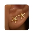 thumbnail image 5 of Faty-T Gold Earrings for Women Trendy 14K Gold Plated Small Starfish Stud Earrings Dainty Lightweight Minimalist Simple Hypoallergenic Earrings Jewelry Gifts for Her, 5 of 7