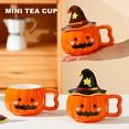 thumbnail image 5 of Halloween Coffee Mug, 12.85oz Cute Ceramic Pumpkin Mug with Lid, Fall Autumn Candy Bowl Soup Bowl, Small Pumpkin Shaped Tea Cup for Fall Thanksgiving Halloween Decor, 5 of 8