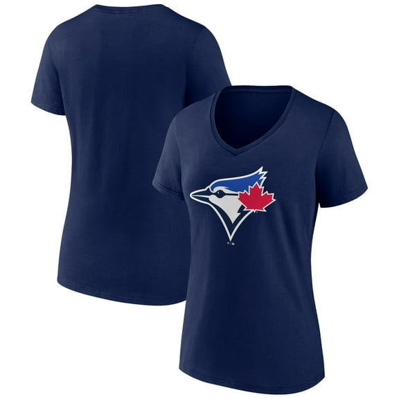 Women's Navy Toronto Blue Jays Official Logo V-Neck T-Shirt
