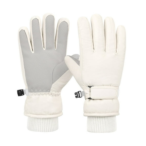 HNMKIU Kids Winter Ski Gloves Thermal Lined Snowboard Mittens For Cold Weather Youth Children White,3-8 Years