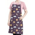 thumbnail image 5 of Purple Sun Moon Star Cloud Pattern Apron-Garden Aprons for Women with Pockets-Cotton Linen Waterproof Kitchen Cooking Gardening Aprons Adjustable for Kitchen,Cooking,BBQ and Salon 33x27 Inch, 5 of 7