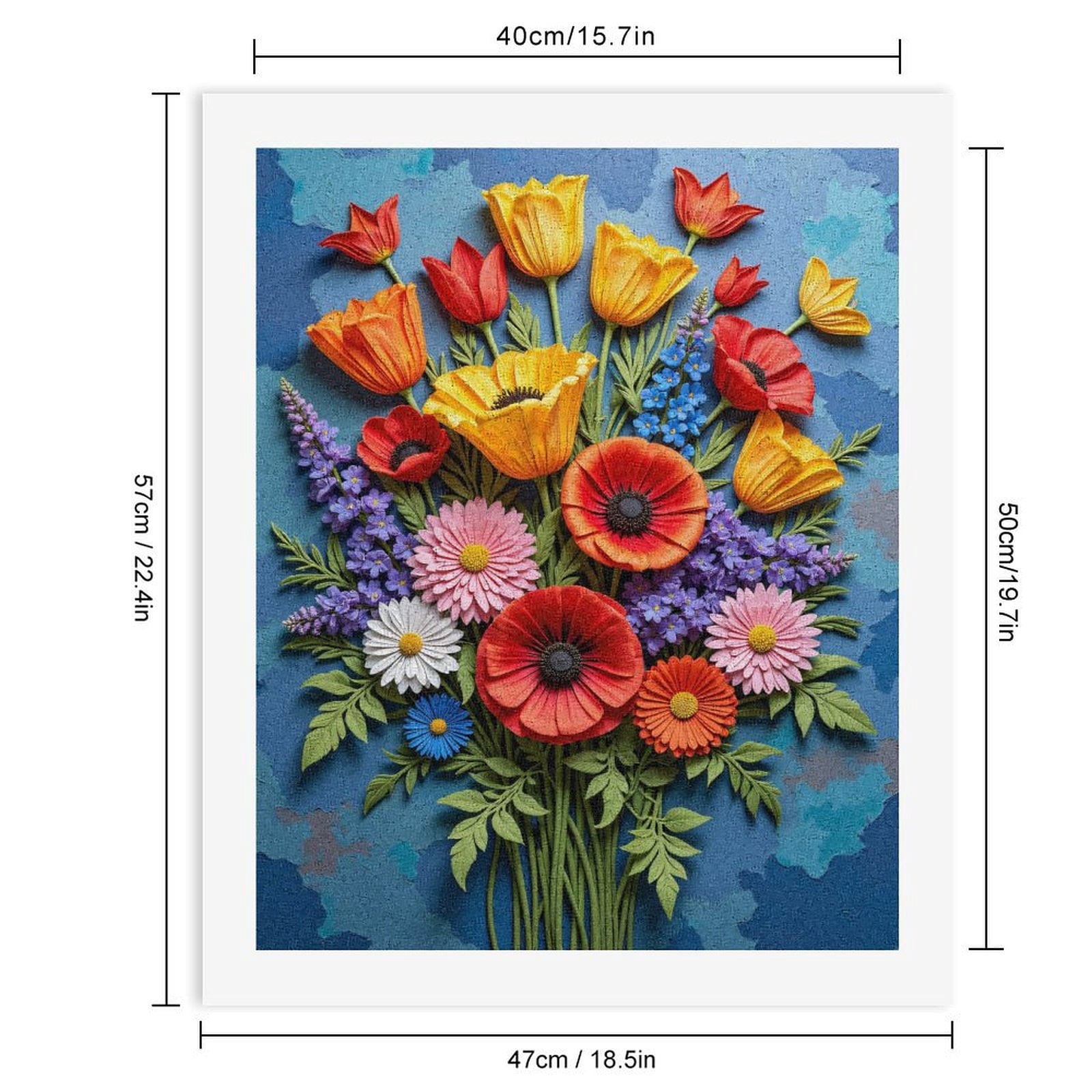 Paint By Numbers Kit for Adults Beginner - DIY Colorful Floral Paper Art Arrangement Canvas Painting Kits for Adults, Frameless Paint By Number for Adults for Home Wall Decor 16x20 Inch
