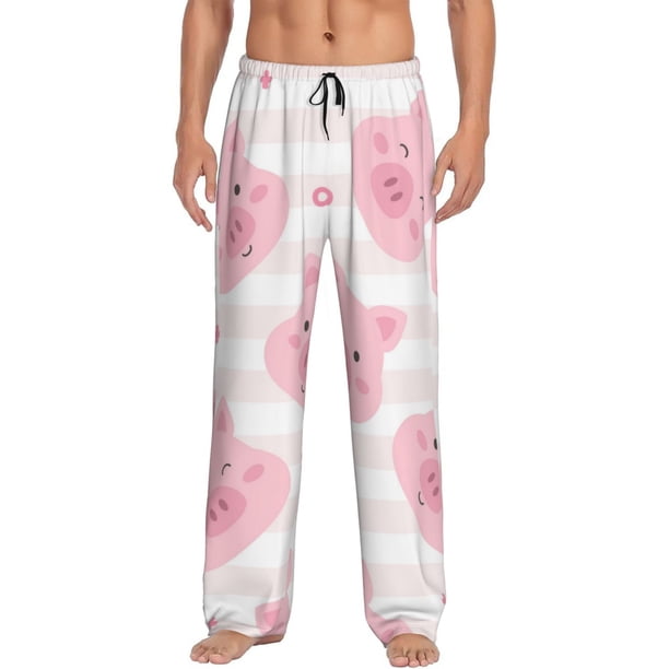 Fotbe Cartoon Pig Pantalones de Pijama para Hombre, Pantalones de Dormir, Pantalones de Casa con Cintura Ajustable y Bolsillos-3X-Large
