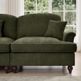 thumbnail image 5 of Newest Elegant Large 3 Seater Sofa Couch,Flared Arms,Removable Ruffles Pleats Skirts,Spindle Legs, Comfy Chenille Three-Seat Sofa for Living Room, Green, 5 of 10