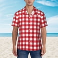 thumbnail image 2 of Balery Red Checkboard Camisas hawaianas de manga corta para hombre, camisas playeras de corte holgado, camisas de vacaciones con botones,Large, 2 of 7