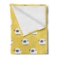 thumbnail image 2 of Animal Art Soft Flannel Fleece Throw Blanket, Cartoon Pattern Illustration of Sheep in Repetitive Pattern Art Print, Cozy Plush for Indoor and Outdoor Use, 50" x 60", Mustard White Grey, by Ambesonne, 2 of 5