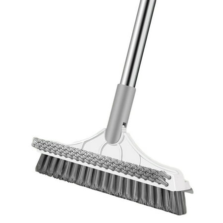 

3 in 1 Silicone Crevice Grout Cleaning Brush Adjustable Long Handle Bathroom Tile Magic Broom Brush for Home Kitchen Bathroom Cleaning Brush White And Gray Upgrade