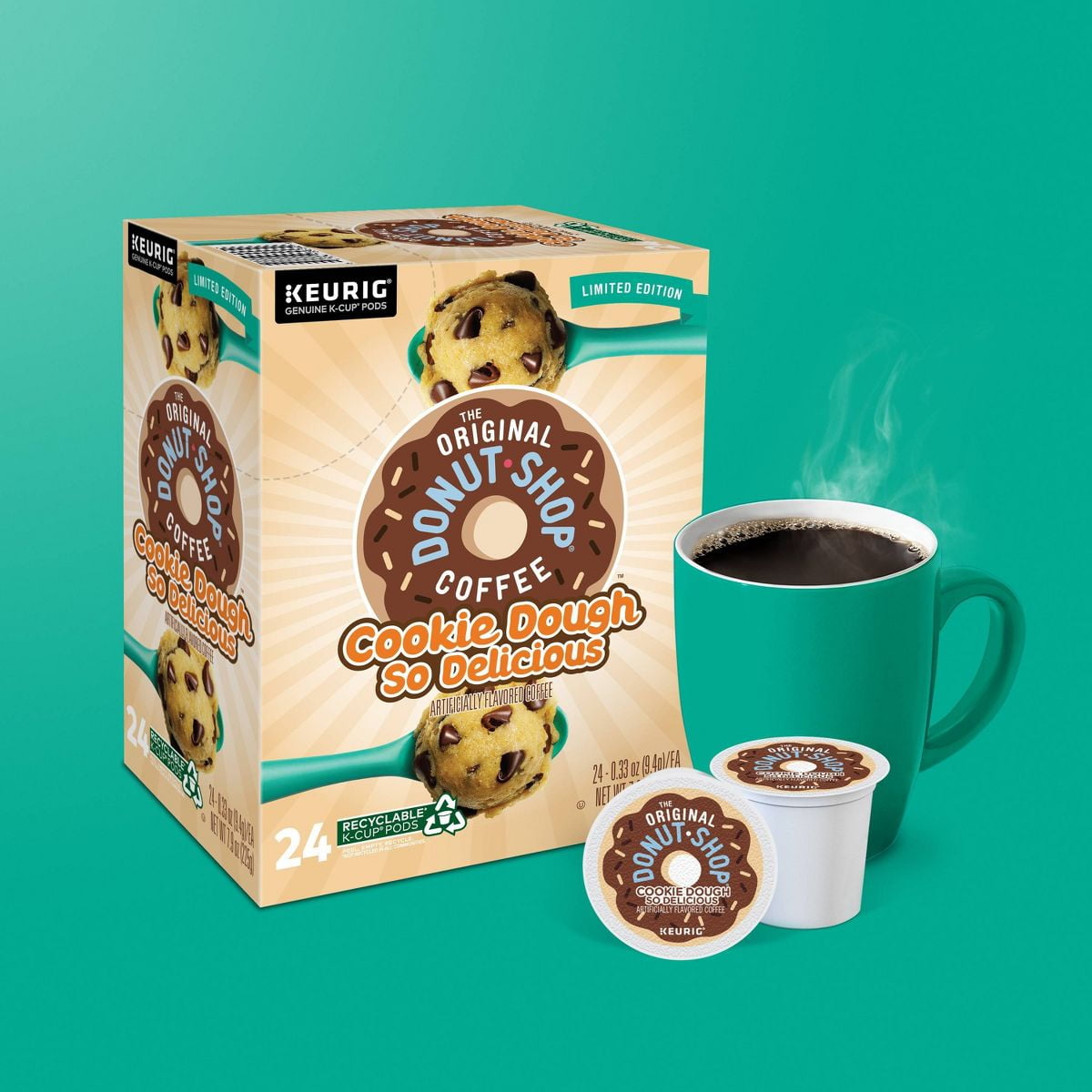 The Original Donut Shop Cookie Dough So Delicious Medium Roast Keurig K-Cup Coffee Pods - 24ct