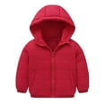 thumbnail image 2 of Bxsruta Jacket for Girls, Solid Color Hooded Puffer Coat, Kids Long Sleeve Winter Jacket with Front Pockets, 2 of 7