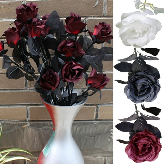 Travelwant 3Pcs/Set Silk Artificial Burgundy Rose Flower Vintage Rose Valentine's Day Flowers for DIY Wedding Home Table Centerpiece Holiday Party Decor