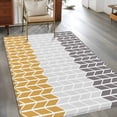 thumbnail image 3 of Area Rug 3x5ft Geometric Chevron Orange Carpets Indoor Floor Area Mat Washable Entrance Mat Rugs for Living Room Dining Room Kitchen Bedroom, Orange Grey Stripes Sofa Throw Carpet, 3 of 9
