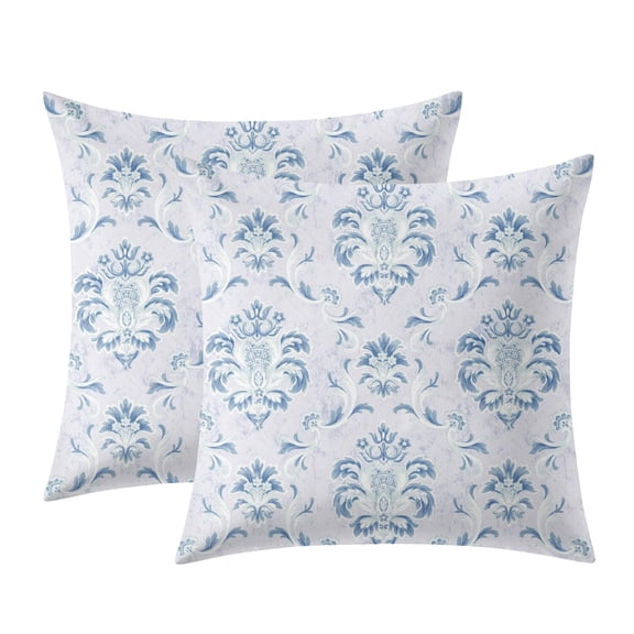 Peach Skin Velvet Blue Grey Baroque Throw Pillow Covers for Decorative Couch Pillows for Living Room,Boho Cute Outdoor Pillows Covers for Patio Garden 20x20 Inches