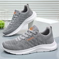 thumbnail image 4 of pwidon Men's Breathable Knit Running Shoes Lightweight Non Slip Athletic Walking Gym Casual Workout Sneakers Gray 40, 4 of 8