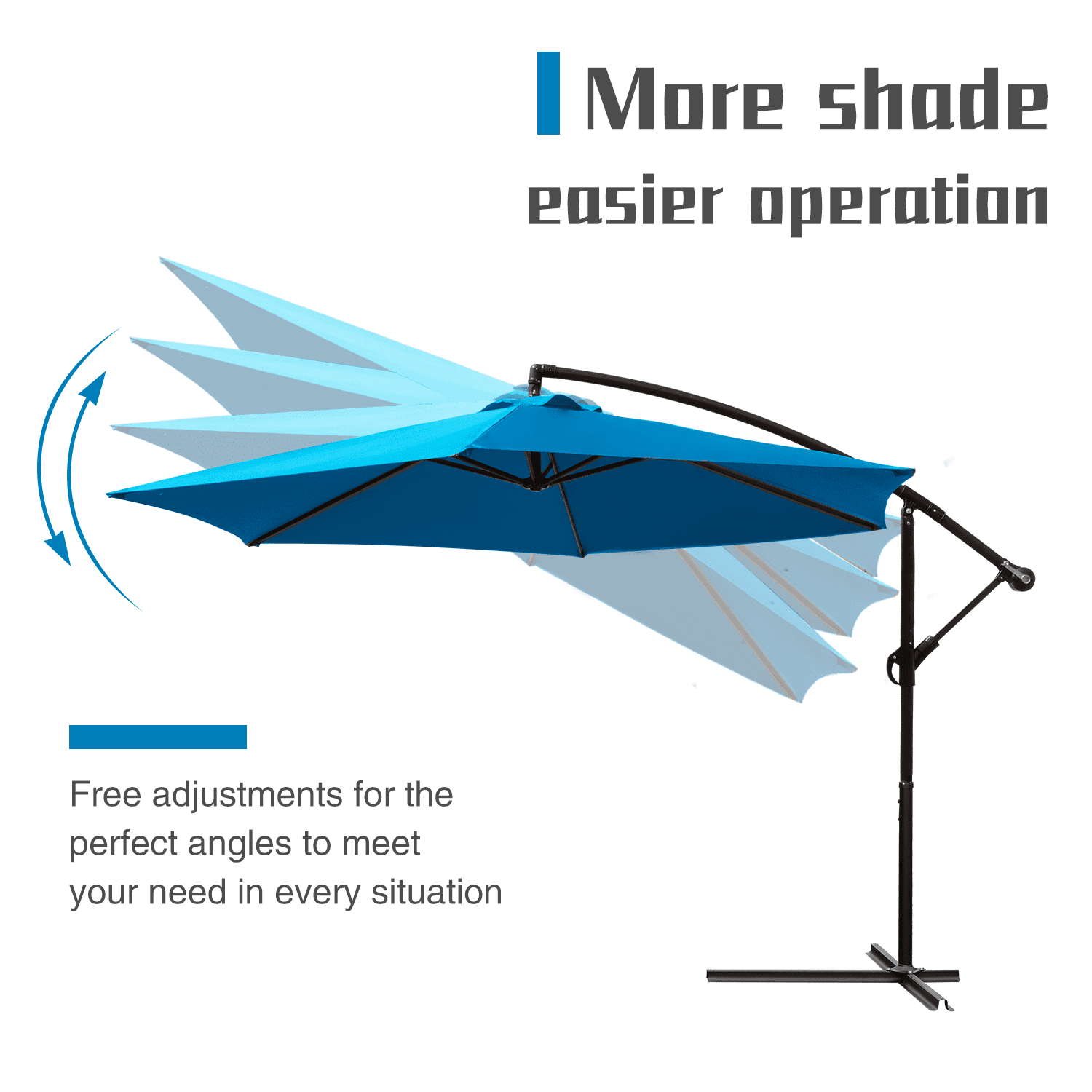 Lacoo 10 Ft Hanging Patio Umbrella Outdoor Market Shade Offset with Steel Frame and Easy Tilt, Blue