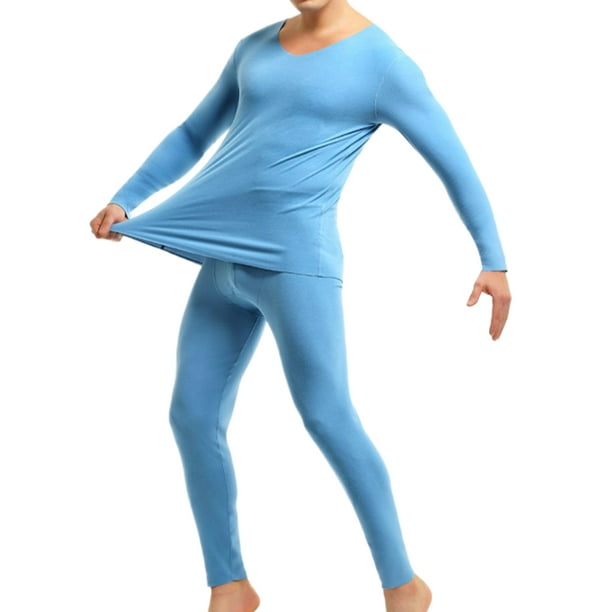 Mens blue thermal underwear deals