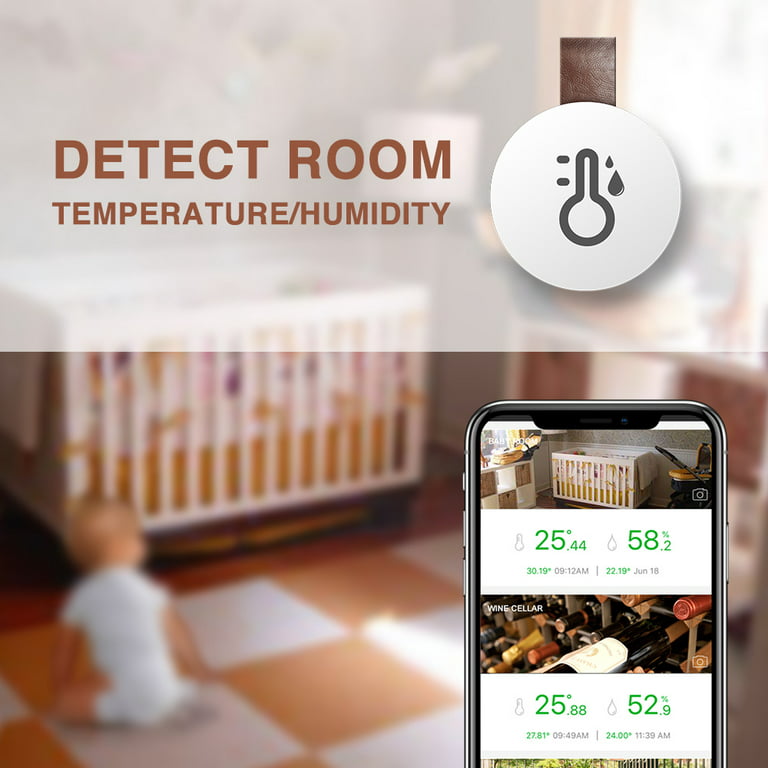 Wireless Bluetooth Thermometer Hygrometer Indoor Outdoor, Mini Bluetooth  Humidity and Temperature Sensor with Data Export for iOS Android, for  House, Wine Cigar, Living Room, Baby Room 