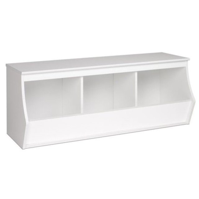Wright Home Casier de Rangement Empilable en Bois 3 Bacs Finition Blanche