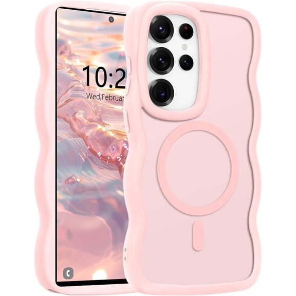 REQO for Samsung Galaxy S26 Ultra Case, Curly Wavy Frame Hard Translucent Matte Clear Cover for Women Men Compatible with Magsafe Shockproof TPU Bumper Phone Case for Samsung S26 Ultra