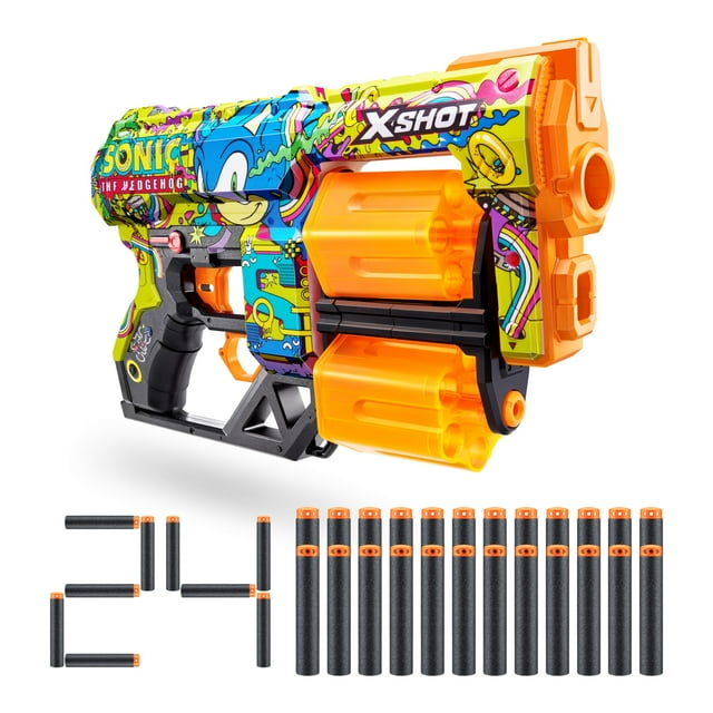 Blaster X-Shot Skins Dread Sonic Hyper Spike con 24 dardos ZURU