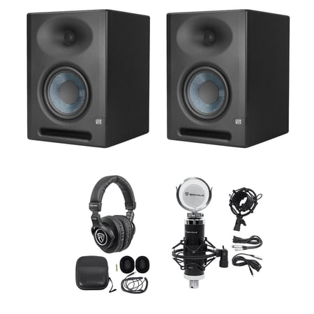 (2) Presonus Eris E5 XT 5.25" Powered Studio Monitors Speakers+Headphones+Mic