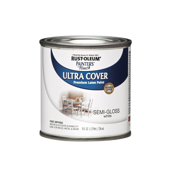6 Pc, Rust-Oleum Painters Touch Semi-Gloss White Water-Based Ultra Cover Paint Exterior And Interior 0.5 P