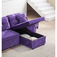 thumbnail image 5 of Variable Bed Sofa Living Room Folding Sofa, L Shaped Velvet Sleeper Sofa Bed with Reversible Storage Chaise, Modern Upholstered Sectional Sofa for Home, Office, Hotel,Purple, 5 of 7