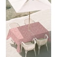 thumbnail image 3 of 54x80 Inch Outdoor Tablecloth with Umbrella Hole Zipper Rectangle Easter Egg Rectangular Tablecloths Outside Waterproof Pink Flowers Leaves Line Hand-draw Patio Table Cloth Cover for Picnic Party, 3 of 8
