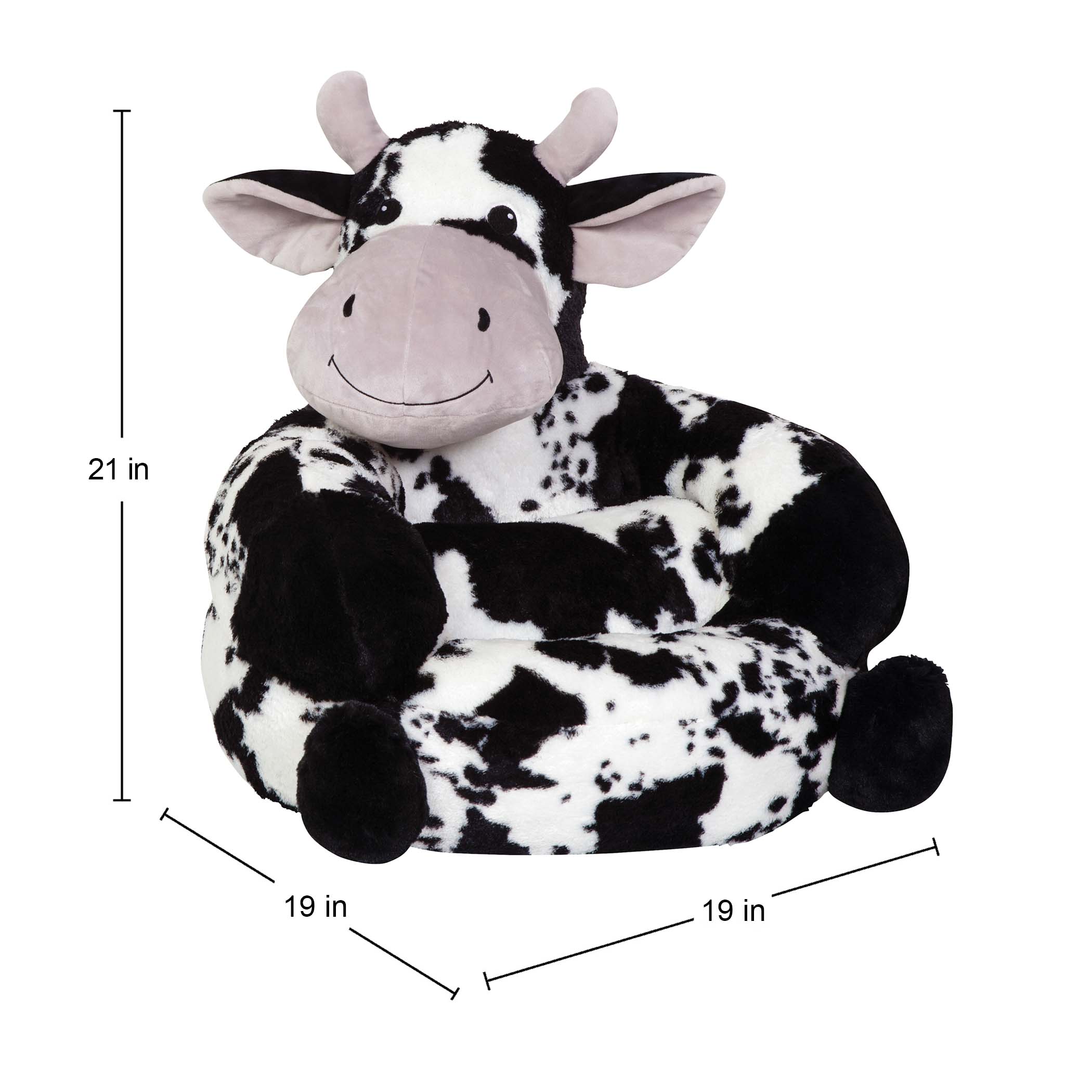 Trend Lab Toddler Plush Black and White Cow Character Chair - image 3 of 7