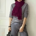 thumbnail image 4 of Shawl Wraps for Women Scarves Autumn And Winter With A Versatile Like Feel Tassels Style Warm Suitable As Neck Warmer Dark Purple Scarf, 4 of 4
