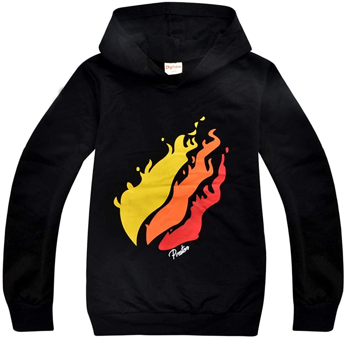 Prestonplayz youth hoodie Preston merch kids hoodie prestonplayz fire logo 
