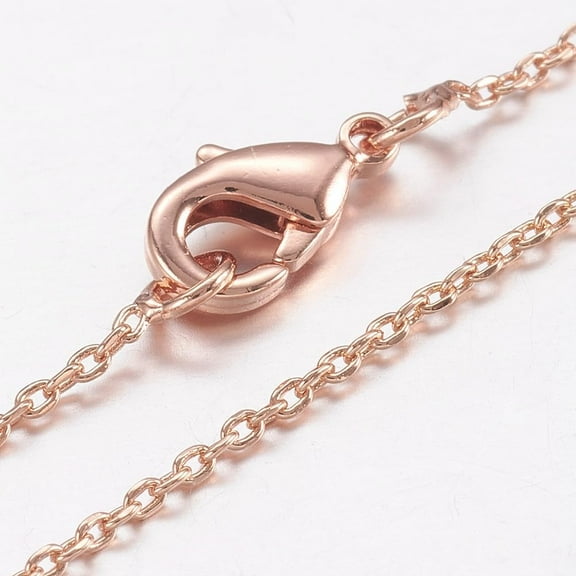 1Pcs Brass Chain Necklaces Real Rose Gold Plated Cross Chain Minimalist Necklace Fashion Jewelry with Lobster Claw Clasps for Wedding Birthday Gift Women 17.7 inch