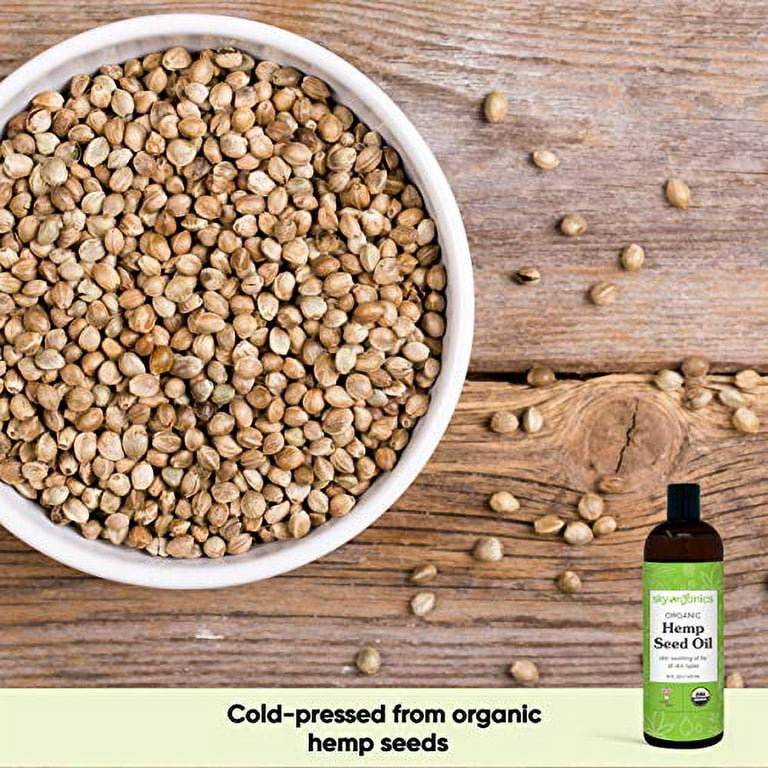 Organic Hemp Seed Oil by Sky Organics (16oz) 100% Pure Cold-Pressed Hemp  Oil –High in Omega 3-6-9 Fatty Acids- Not CBD oil- Sativa Oil- Food grade,  Non-GMO, Cruelty Free- Great for dry