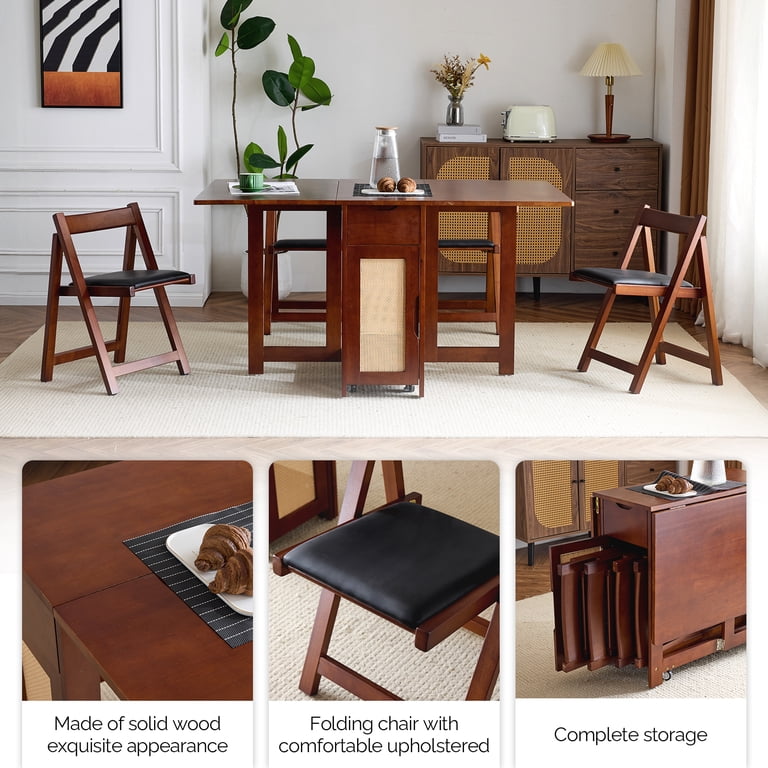 Ktaxon Mid-Century Dining Table Set for 4, Solid Wood Dining Set
