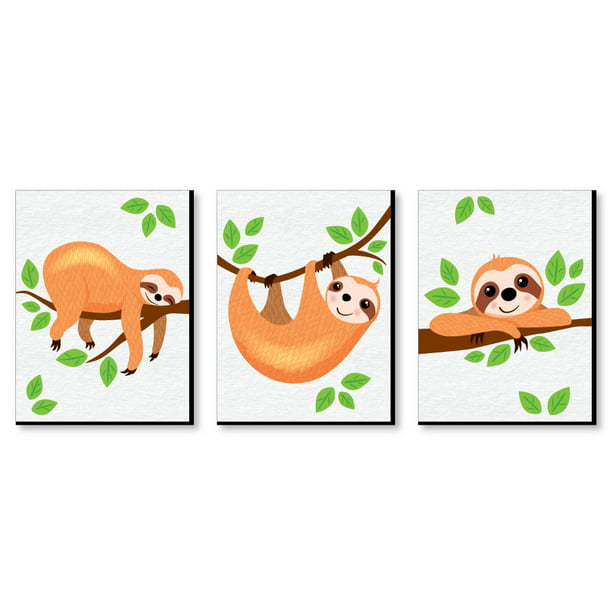 Let S Hang Sloth Nursery Wall Art Kids Room Decor 7 5 X 10 Set Of 3 Prints Com - Sloth Home Decor