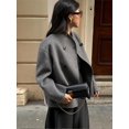 thumbnail image 2 of Abrigos de lana para mujer, Chaqueta corta holgada e informal, con doble botonadura y cuello levantado, para oficina, otoño e invierno, 2024, 2 of 5