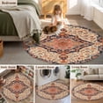 thumbnail image 6 of Boho Southwest Large Area Rugs for Bedroom Living Room, Soft Non Slip Carpet Bedside Rug, Retro Farmhouse Aztec Tribal Geometric Round Floor Cover Kitchen Accent Rug 3.3' for Dining Room/Office, 6 of 9