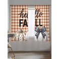 thumbnail image 5 of Thanksgiving Sheer Curtains 72 inches Long, Hello Fall Pumpkin Orange White Plaid Light Filtering Sheer Window Curtains Rod Pocket Voile Drapes for Bedroom Living Room, 52"W x 72"L 2 Panels, 5 of 7