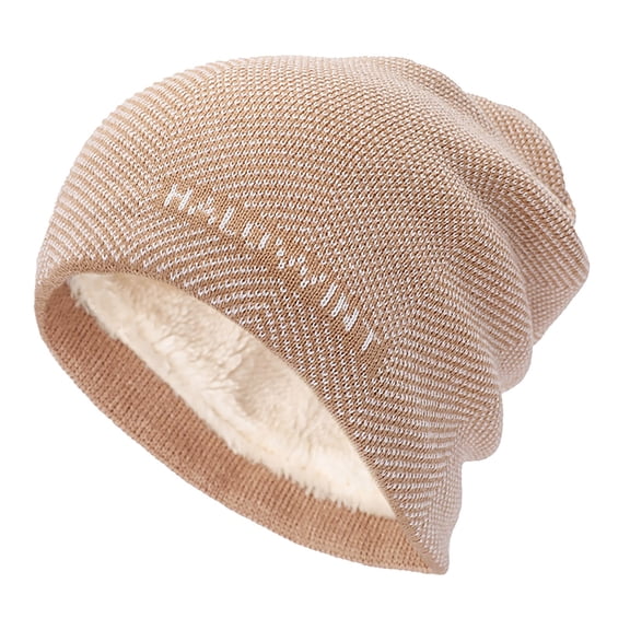LIZENG Cozy Winter Fleece-Lined Knit Hat Women’s Soft Acrylic Ribbed Beanie Warm Loose-Fit Stretchable Thermal Cap Lightweight Woolen Hat for Outdoor Cold Weather and Everyday Wear 