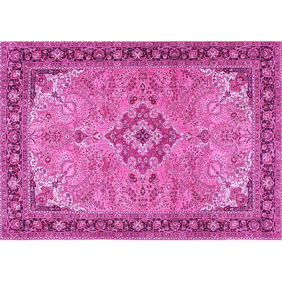 Ahgly Company Indoor Rectangle Medallion Pink Traditional Area Rugs, 5' x 8'