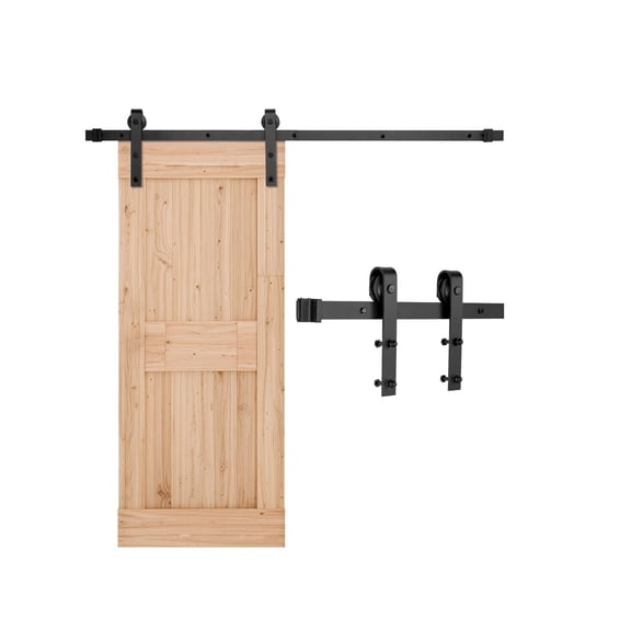 VEVOR 5FT Sliding Barn Door Hardware Kit,330 LBS Weight Capacity,Compatible with 30 Inches Max Width & 1-3/8 to 1-3/4 Inches Thickness Single Sliding Barn Door,J-shape