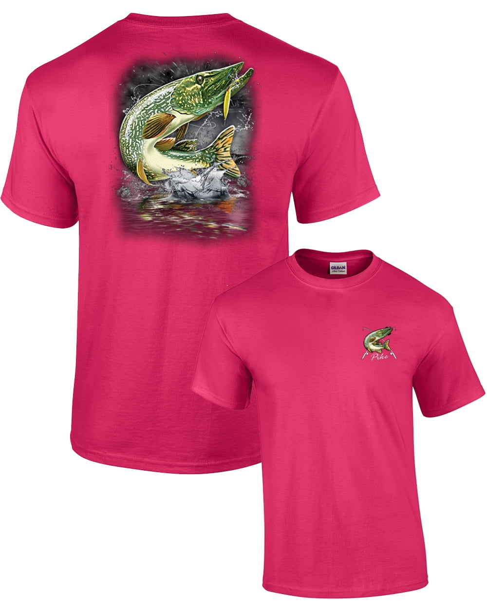 Adult Fishing Tee Shirt Jumping Pike 