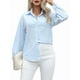 thumbnail image 1 of Camisas de Algodón para Mujer, con Botones, Cuello, Larga, Blusas Antiarrugas. Azul S, 1 of 10