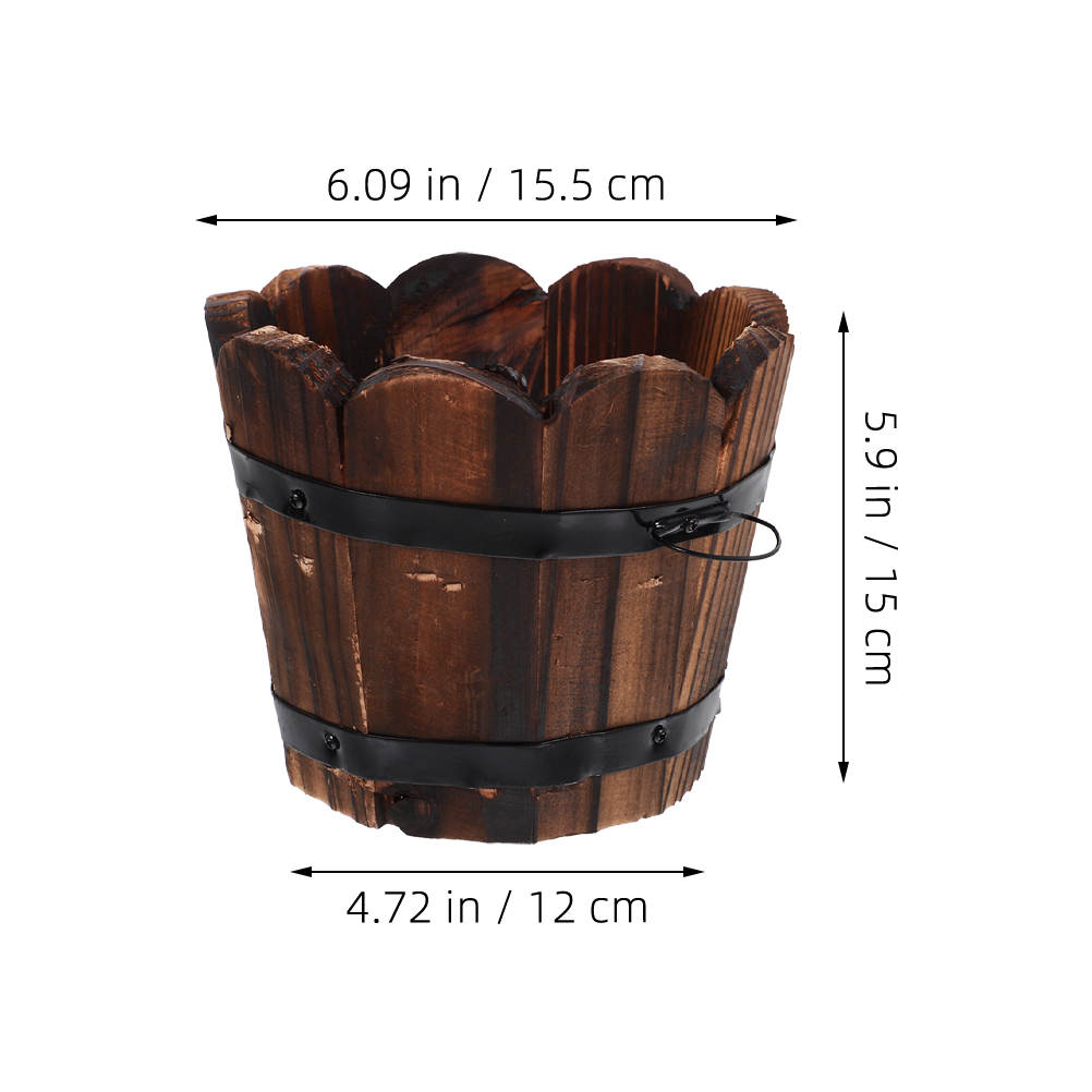 SEWCHICS Patio Garden Planter Wooden Planter Pot Coffee 1Pack