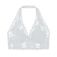 thumbnail image 4 of Iugvhana Women's Lace Halter Bras V-Neck Side Closure Push Up Bra Backless Elegant Scalloped Trim Party Date Night Bras Daily Bra White M, 4 of 6